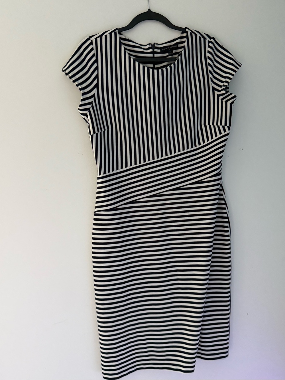 Banana Republic Black & White Striped Midi Dress